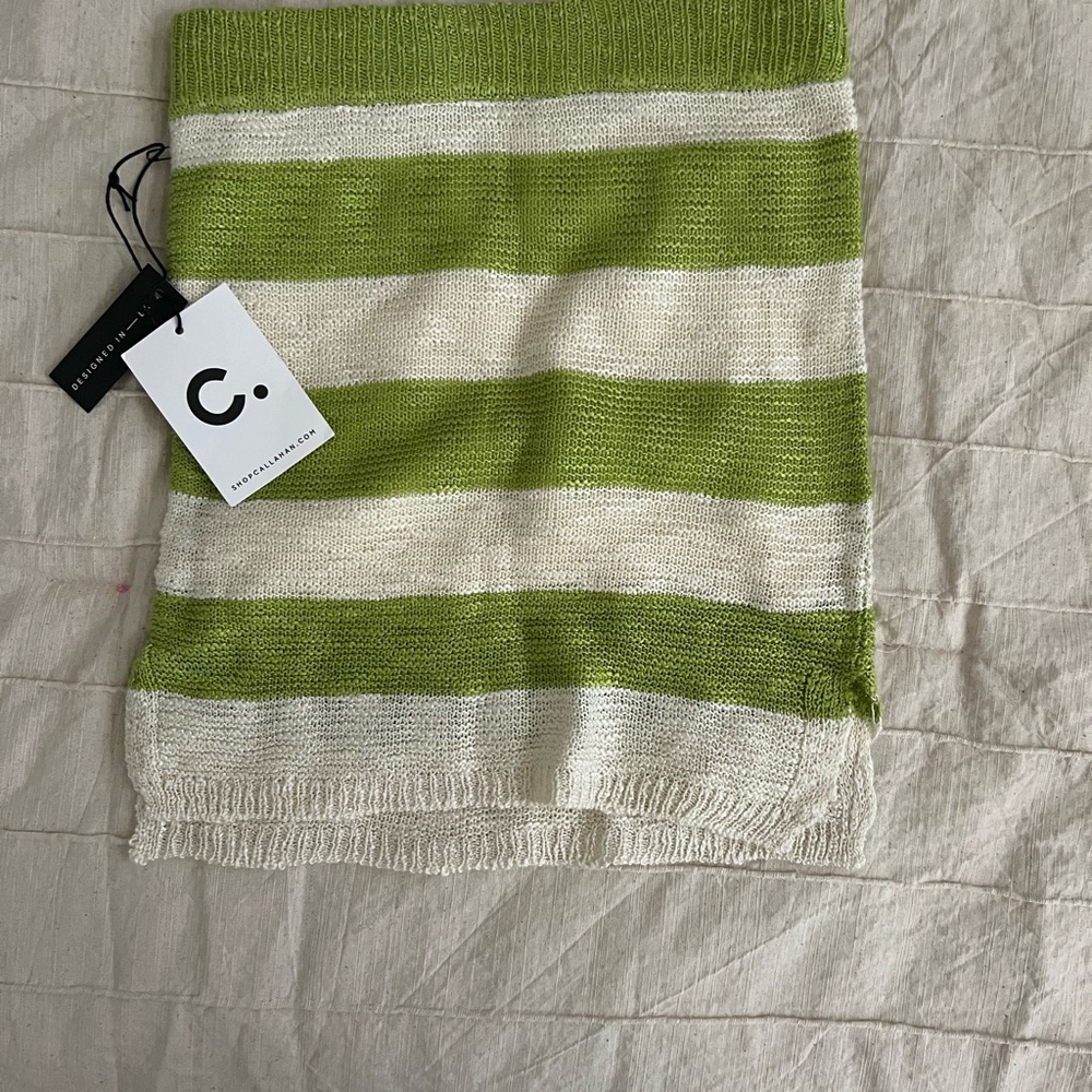 Callahan Green and White Striped Knit Skirt